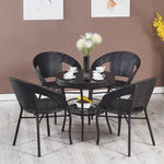 5-Piece Patio Table and Chair Set with 4 Chairs and Table Outdoor Dining Furniture for Bistro, Garden, Backyard, Living Room, Balcony