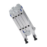 4.8m Multifunctional Folding Ladder Aluminum Alloy Thickened Miter Ladder Telescopic Lift Loft Engineering Ladder Multifunctional Joint Ladder 4 * 4 4.8m