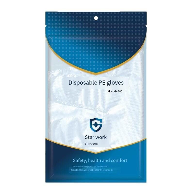 Disposable PE Thickened Gloves For Food Catering Beauty And Housework Transparent Plastic Hand Film 3 Bags ( 100 Pieces / Bags )