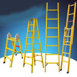 2m FRP Lifting Insulation Ladder Yellow Suitable Electric Power, Construction and Building