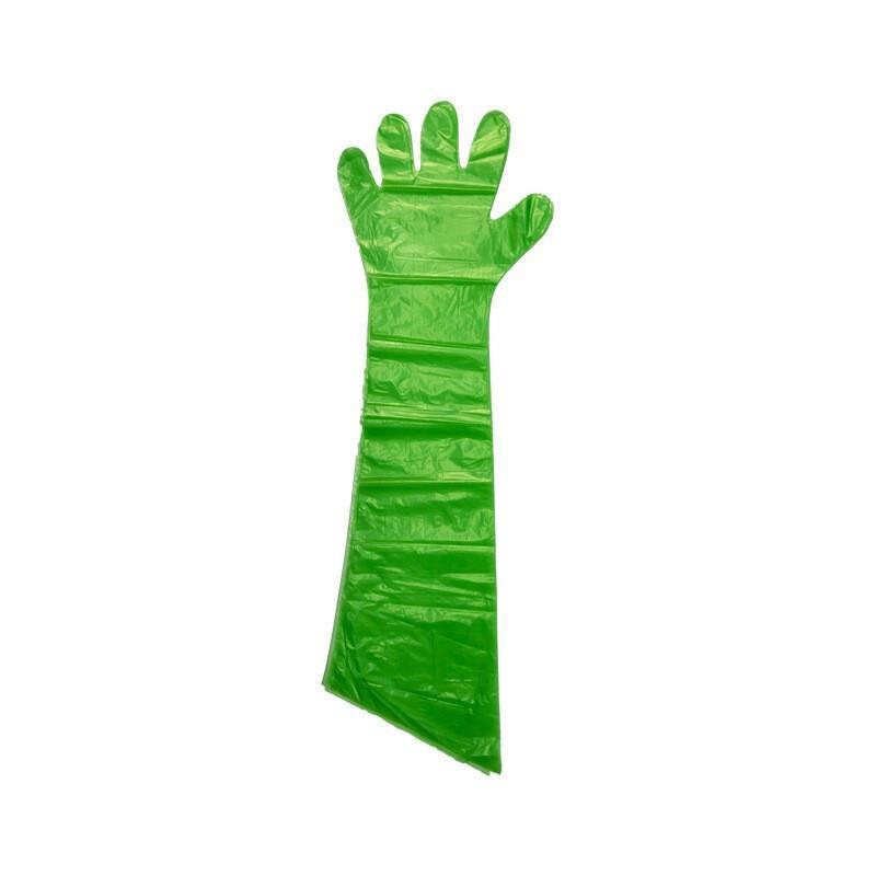 90cm 50 Pieces / Box Disposable Gloves Tear Resistant And Leakage Proof Elongated PE Green Gloves