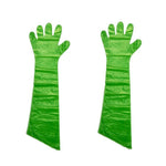 90cm 50 Pieces / Box Disposable Gloves Tear Resistant And Leakage Proof Elongated PE Green Gloves