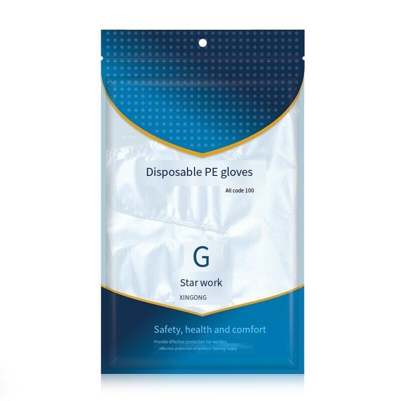 100 Pieces Disposable PE Gloves Thickened Dining And Beauty Household Gloves Transparent Plastic Gloves