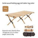 Egg Roll Table Solid Wood Outdoor Folding Table Camping Self Driving Tour Family Travel Equipment Picnic Table And Chair Set