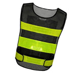 Reflective Vest Shoulder Velcro Black Net Yellow Stripe Reflective Vest Night Running Riding Traffic Warning Backpack Suit Reflective Strip