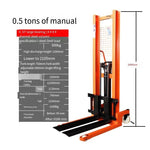 Manual Hydraulic Stacker Hydraulic Forklift 0.5t 500kg Rise 1.6m Hand Push Handling Lift Pallet Lift Stacking