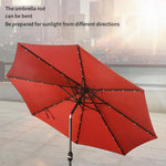 Outdoor Sunshade Umbrella Terrace Garden Solar Lamp Stall Large Sun Courtyard Iron Straight Rod Single Top Khaki + Water Seat