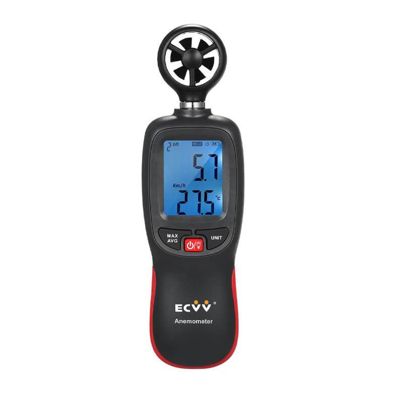 ECVV Handheld Mini Anemometer Digital Wind Speed Measurement Wind Temperature Tester LCD Display Air Flow Velocity Wind Meter For Measuring Wind Speed, Temperature