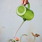 Dwaterdo Flower Watering Kettle Garden Sprayer Sprinkling Kettle Small Watering Pot Potted Plant Stainless Steel Long Mouth Watering Pot Transparent Watering Kettle 1L (grey)