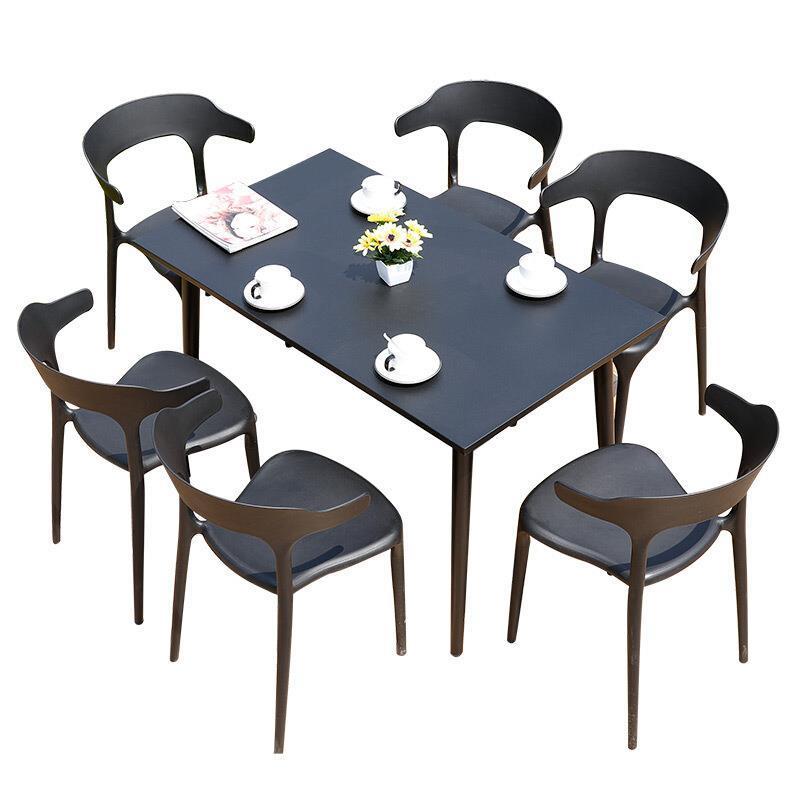 Outdoor Table And Chair Courtyard Garden Terrace Outdoor Tea Table Leisure Iron Table And Chair Combination Outdoor Coffee Restaurant Milk Tea Table And Chair 4 + 1 (with 80cm Black Silk Square Table)
