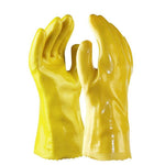 Yellow Cotton-Wool Plastic Labor Protection PVC Gloves Oil Resistant Stain Resistant Acid And Alkali Resistant Gloves For Aquatic Products Processing (Yellow Oil Resistant)