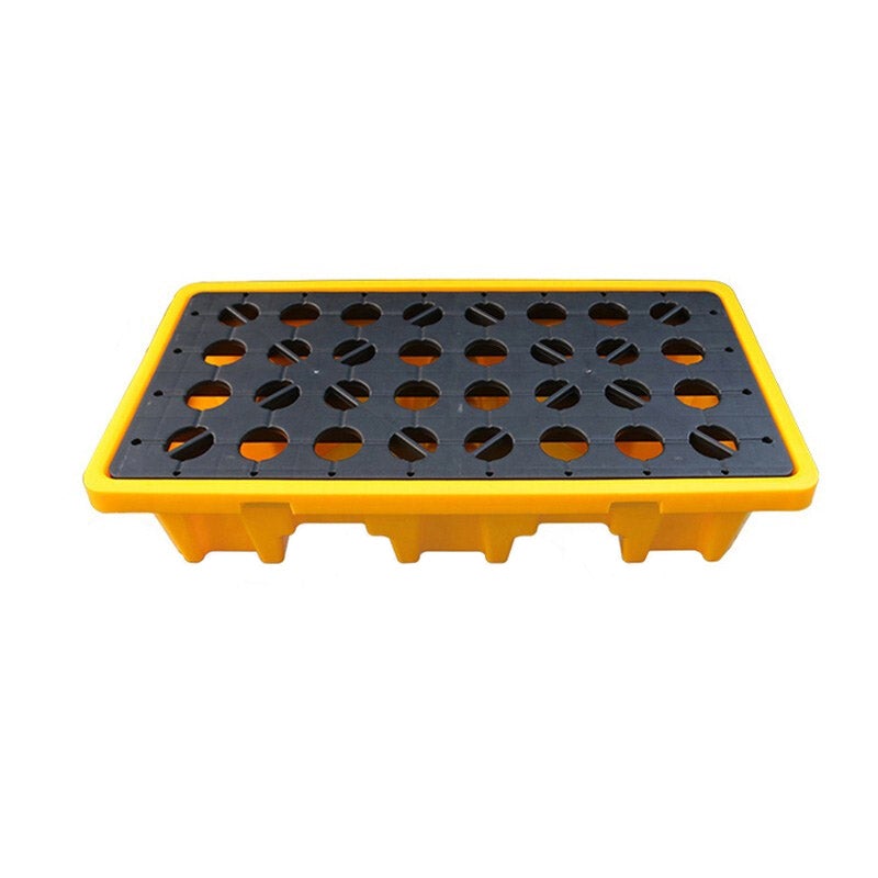 Spill Pallet Two Drums Pallet 120 Liters Spill Capacity 130*680*300mm Injection Molding Process Leak-proof Pallet Platform Chemical Warehouse Oil Container Petroleum Drums Dangerous Waste Liquid Oil Pan