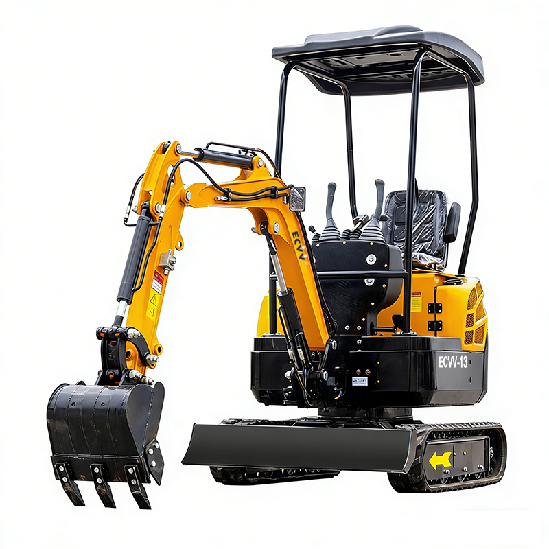 ECVV Compact Mini Excavator 1.3-Ton Hydraulic — Low-Emission Diesel Engine, Quick Coupler, Zero-Tail Swing, Easy Transport, Durable Tracks, Precision Digging for Construction, Landscaping, and Utilities