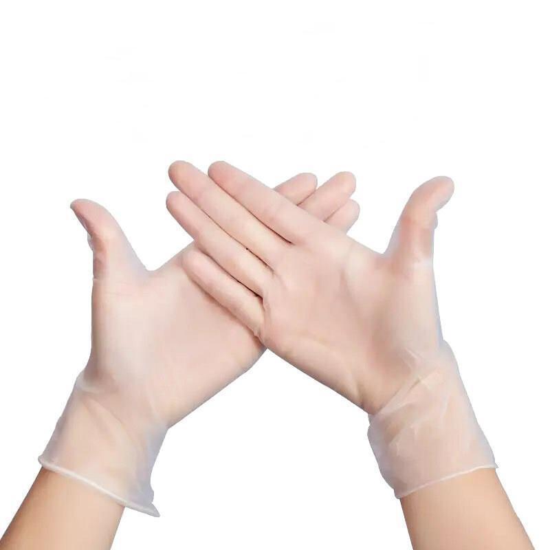 Disposable Gloves PVC Latex Rubber Gloves Wear Protection Disinfection Inspection Transparent 100 Disposable PVC Gloves 100 [Transparent]