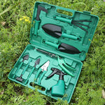 Garden Tool Set 10PCS Gardening Tool Kit Outdoor Hand Tools Including Pruners, Weeding Knife, Rakes, shovel, Watering Can for Gardener