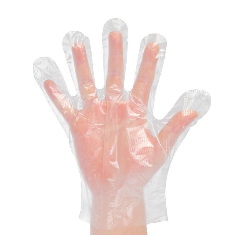 200 / Pack Disposable Gloves PE Thickened Transparent Household Food Catering Beauty Protective Film Gloves L
