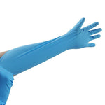 Extended Wear-resistant Disposable Nitrile Blue Gloves ( 50 Pack ) Powder Free Gloves 40 CM Long 0.13 MM Thick