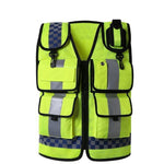 Reflective Vest  Multi Function Multi Pocket Patrol Duty Reflective Vest Traffic Reflective Vest Lettering Safety Protective Clothing