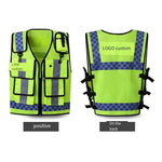 Reflective Vest  Multi Function Multi Pocket Patrol Duty Reflective Vest Traffic Reflective Vest Lettering Safety Protective Clothing