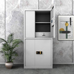 Thickened Double Section Fingerprint Password Lock Security Cabinet File Cabinet White Cabinet