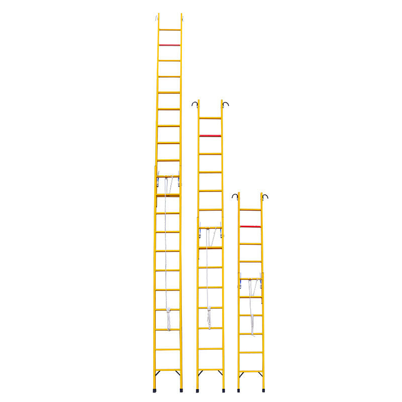 19.6FT Fiberglass Extension Ladder With Hook Fully Insulated Ladders D-Rung Extension Telescoping Ladder For Household Electrical Construction Work
