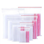 100 Pieces Disposable PE 12 Thread Self Sealing Bag Thickened Transparent Sealed Bag Zipper Bag Sample Storage Bag