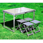 1.2m Aluminum Alloy Folding Table Set Outdoor Folding Table And Chair Portable Outdoor Folding Picnic Table + 4 Stools