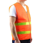 Orange Cloth Reflective Vest With Two Horizontal Yellow Reflective Strips On Site Garden Construction Project Traffic Sanitation Worker's Letterless Vest