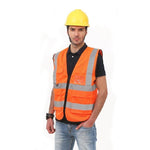 Reflective Vest Construction Site Safety Suit Environmental Sanitation Reflective Vest Multi Pocket Yellow Breathable Pocket Size XL