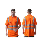 Fluorescent Orange Breathable Bird Eye Cloth Short Sleeve Polo Shirt Size S-3XL