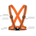 Safety Straps Reflective Safety Vest High Visibility Adjustable Elastic Strap for Running Jogging Cycling Walking in Night - Orange