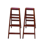 1.2m Creative Antique Wooden Ladder Western Style House Family Ladder Folding Aluminum Ladder Thickening Double-sided Wooden Ladder 4 Steps