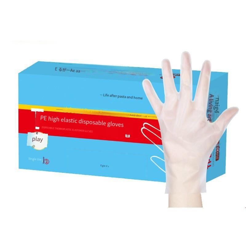 Disposable TPE Gloves Large Thickened Long Frosted Antiskid Food Grade Baking Kitchen Gloves 100 Pieces / Pack