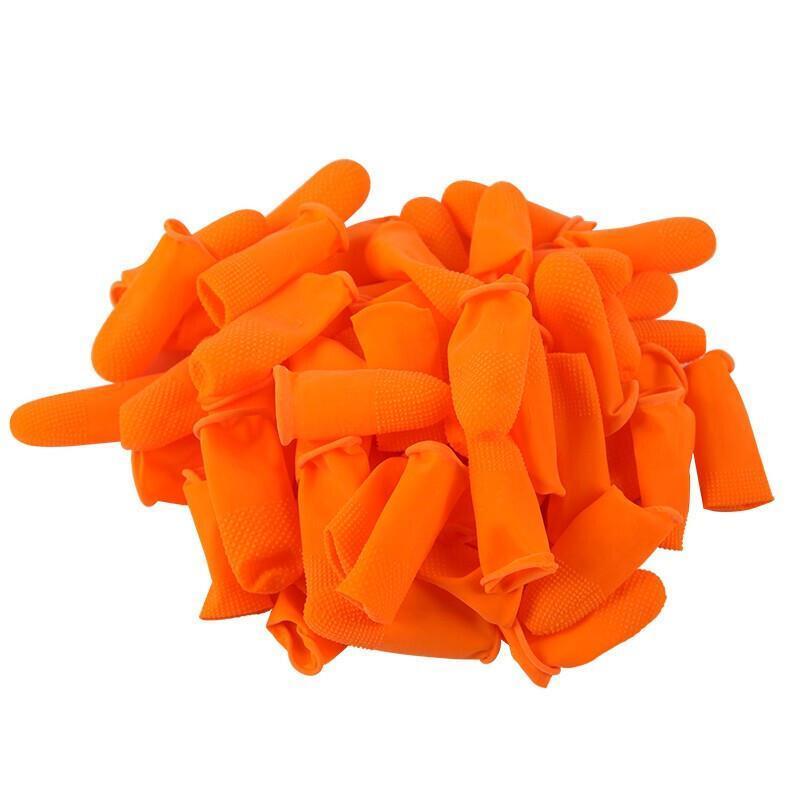 100 Pieces / Pack Orange Latex Finger Stall Thickened Wear Resistant Non-Slip Finger Covers Work Shop Finger Covers