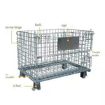 Storage Cage Steel Cage Folding Logistics Turnover Basket Iron Frame Storage Cage Car