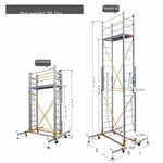 5.2m Aluminum Alloy Scaffold 1800 * 1900 * 5200mm Folding Lifting Platform With Wheel Movable Frame Engineering Ladder Mobile Scaffold