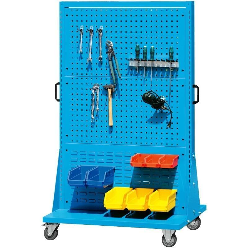 Blue 1000×610×1680mm Mobile Double Side Material Finishing Rack (4 Square Holes And 2 Louvers)