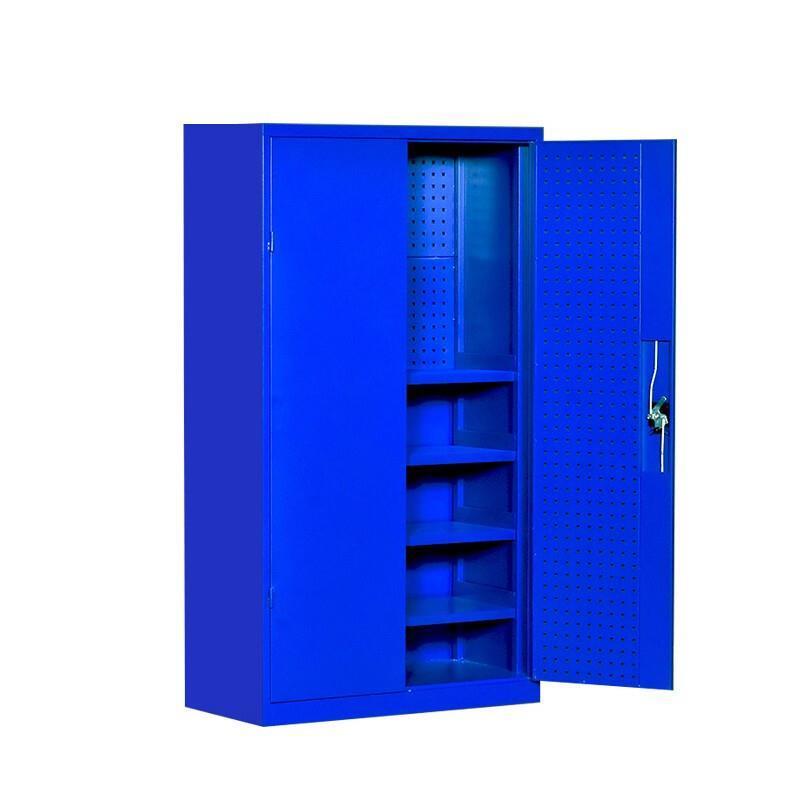 Heavy Duty Tool Cabinet Storage With Hanging Board Multi Function Thickened Double Door Tool Factory Workshop Storage Cabinet - Blue Mesh