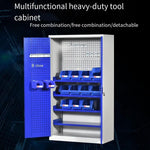 Heavy Duty Tool Cabinet Storage With Hanging Board Multi Function Thickened Double Door Factory Workshop Storage- Blue No Net