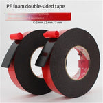 Black Foam PE Double Sided Tape Strong Adhesive Sponge 50mm Wide X10 Meter Thick X1mm 2 Pack