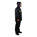 Split Raincoat Set With Reflective Strip Black Free Size