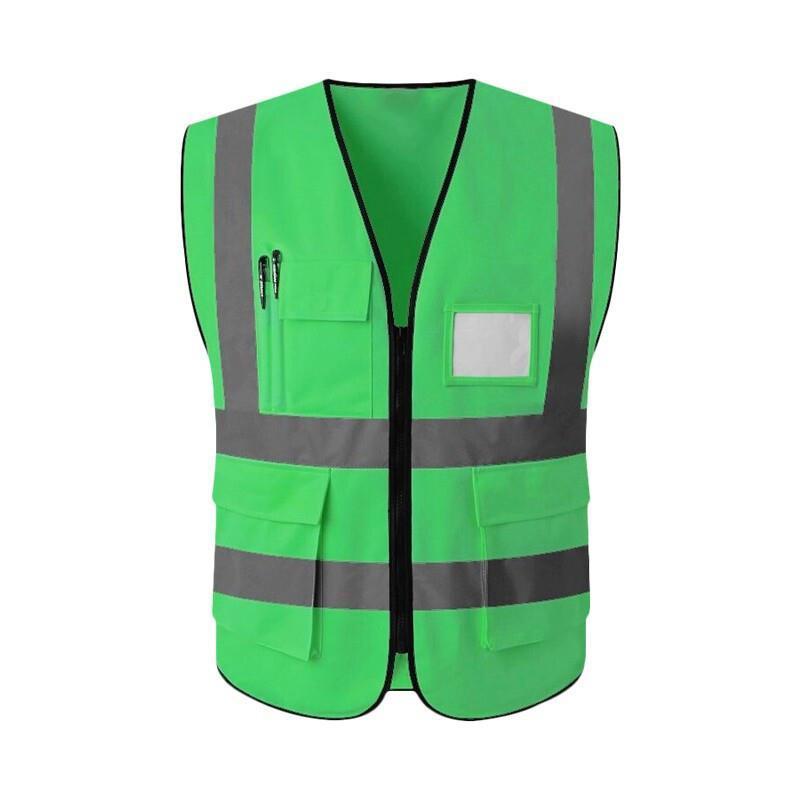 Vest Reflective Fluorescent Multi Pocket Safety Suit Construction Worker Traffic Sanitation Green Cloth 1 Pack