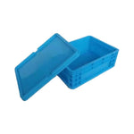 600 * 400 * 340mm Plastic Basket Turnover Box With Cover Thickened Blue
