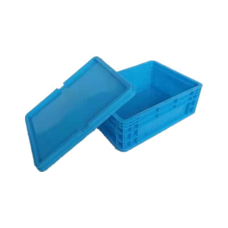 600 * 400 * 340mm Plastic Basket Turnover Box With Cover Thickened Blue