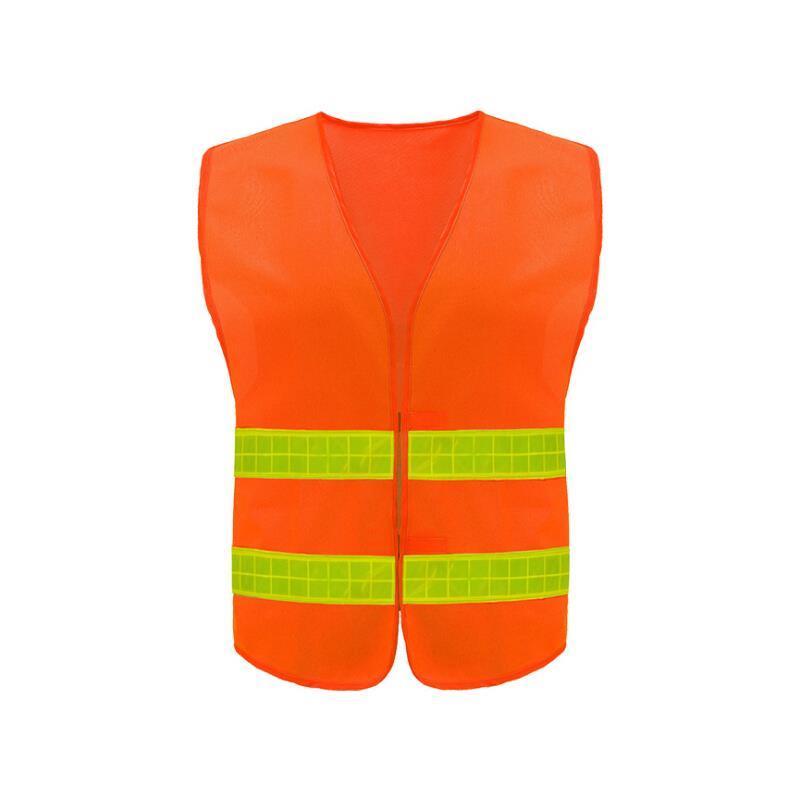 Reflective Vest Back Center Warp Knitted Fluorescent Orange Men & Women