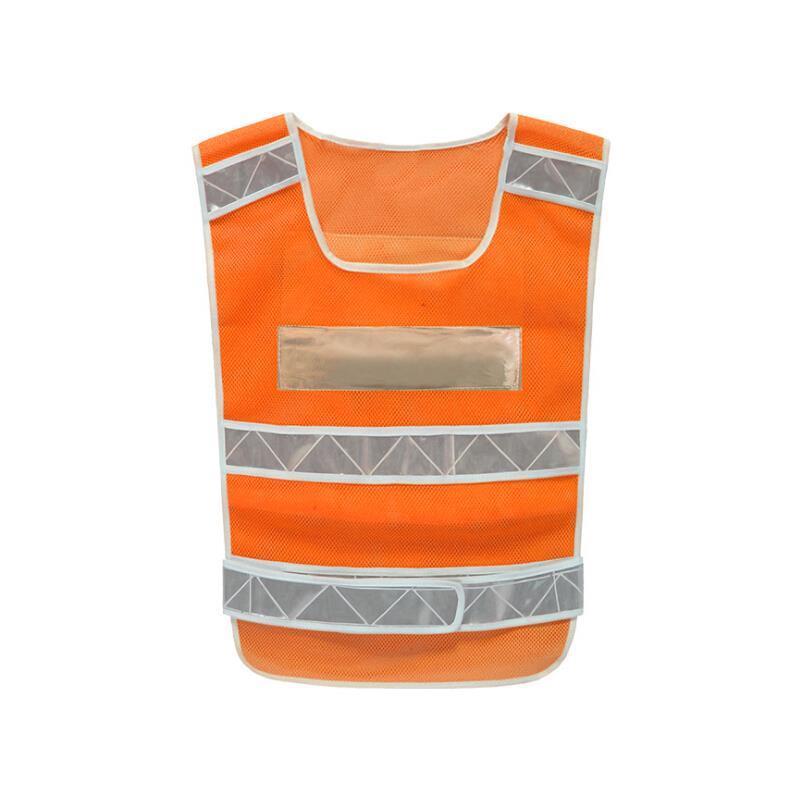 Reflective Vest Fishing Net Fabric Fluorescent Orange Crossing Guard, Road, Construction, Neon