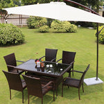 Outdoor Table And Chair Combination Leisure Courtyard Terrace Rattan Tea Table 90 CM Square Table + 4 Upgrade Rattan Chair