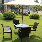 Outdoor Table And Chair Combination Leisure Courtyard Terrace Rattan Tea Table 90 CM Square Table + 4 Upgrade Rattan Chair