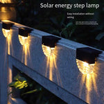 Solar Wall Lamp Household Fence Railing Lamp Outdoor Courtyard Decorative Landscape Lamp Waterproof Stair Step Lamp 8 Sets