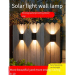 Solar Wall Lamp Household Outdoor Waterproof Courtyard Landscape Decoration Courtyard Garden Terrace Layout Atmosphere Wall Washing Lamp 2 Sets